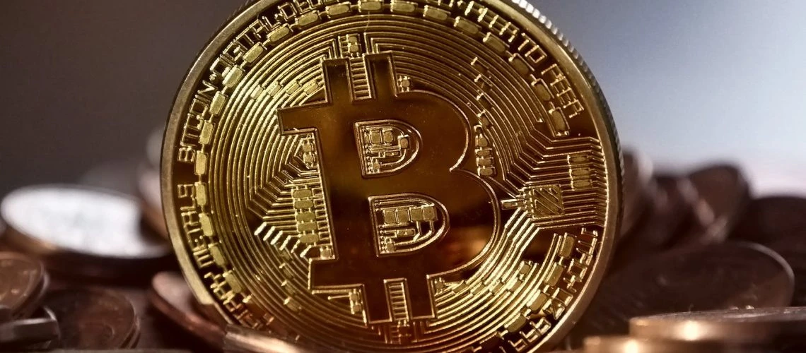 close up view of a golden coin